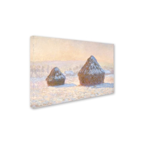 Monet 'Wheatstacks Snow Effect In Morning' Canvas Art,12x19